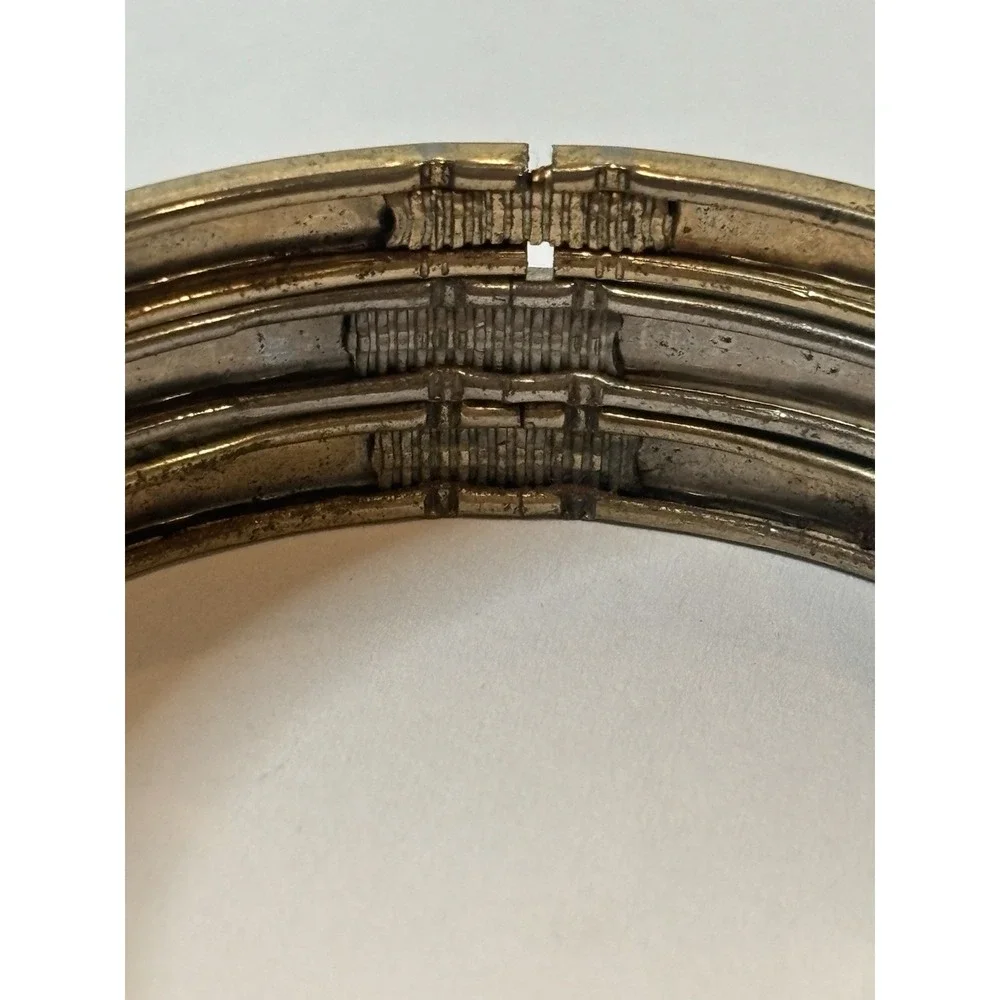 Vintage 1970s Gold Silver Tone Etched Bangle Bracelet Set 3 Stackable Boho